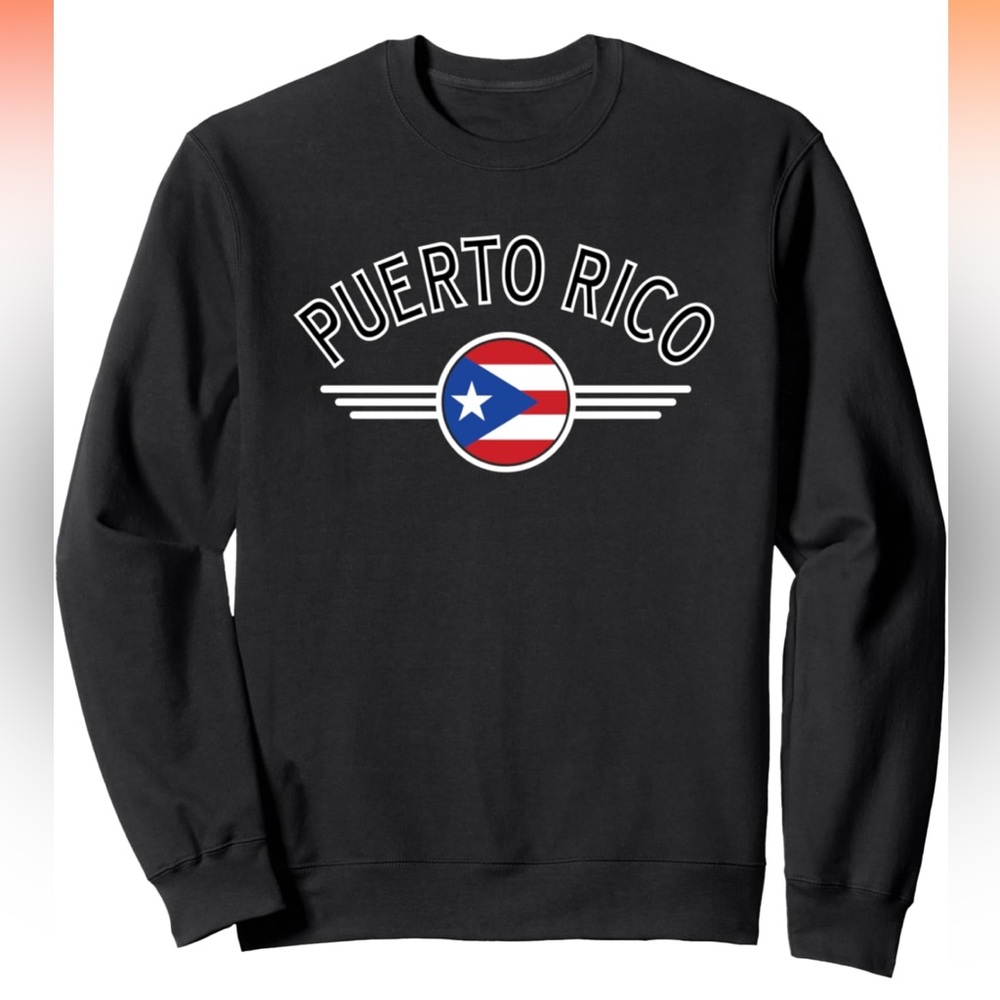 Puerto Rico Flag Circle and Black Text Sweatshirt